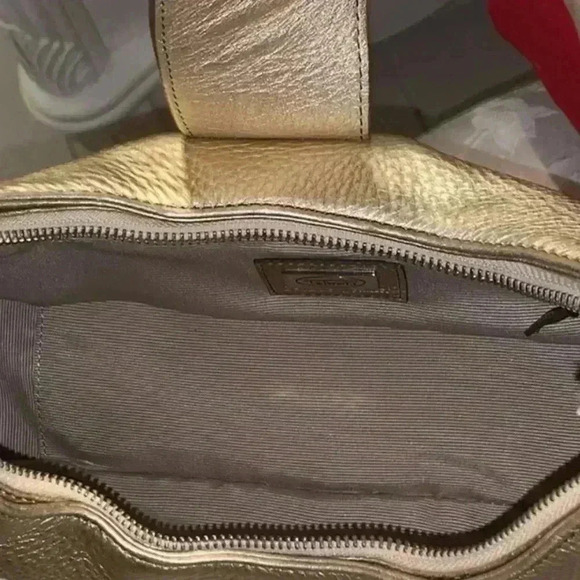 Talbots Hobo Shoulder Zip & Magnetic Closure Gold Genuine Leather Bag Purse​ - Picture 6 of 7